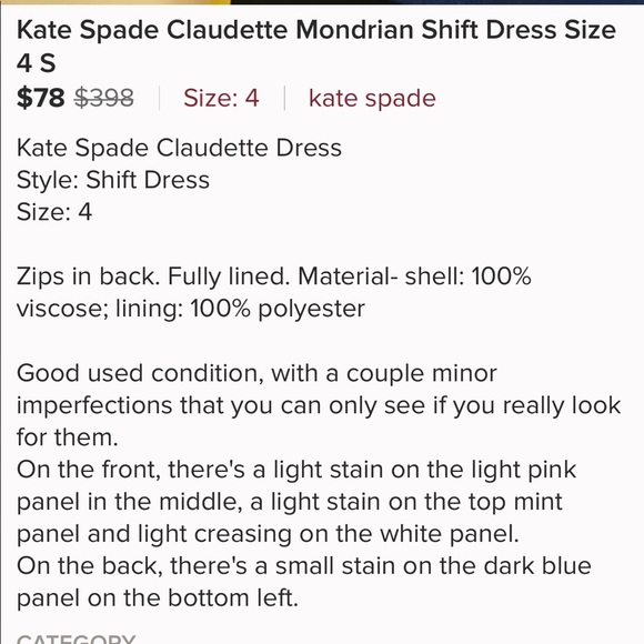 KATE SPADE Claudette Mondrian Dress $595 4 - Picture 5 of 5